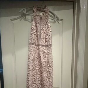 Pale Pink Elegant Lace Halter Dress